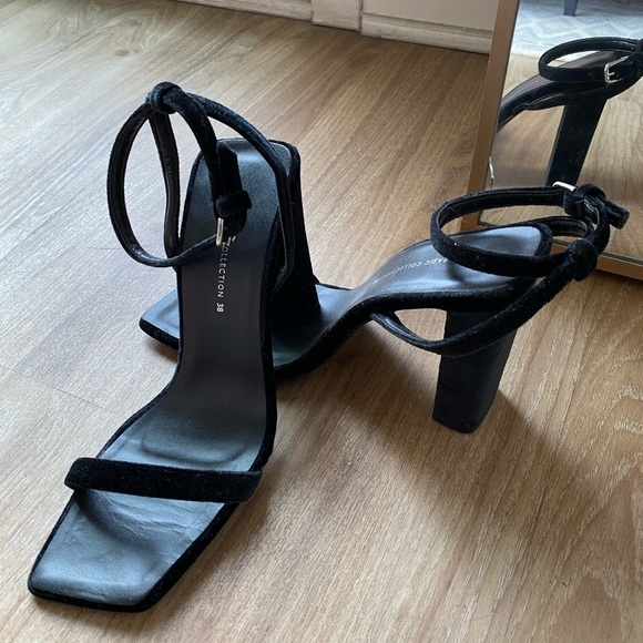 Zara Shoes - Square toe Black heel sandals- Zara